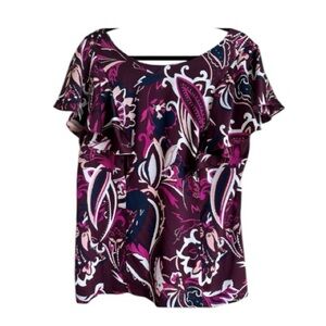 Banana Republic Purple Paisley Blouse sz 14